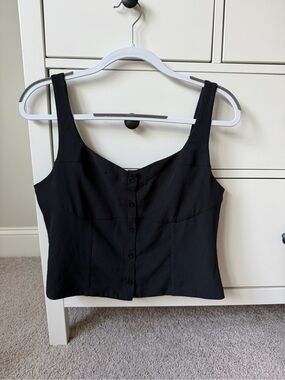 Abercrombie & Fitch Black Button-Front Crop Camisole